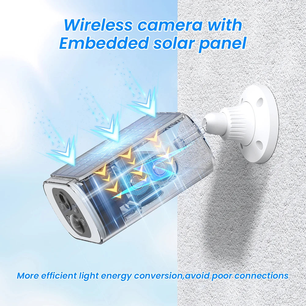 2K Solar Security Camera - Outdoor Wireless Solar WIFI Camera Battery Camera Floodlight Color Night Vision